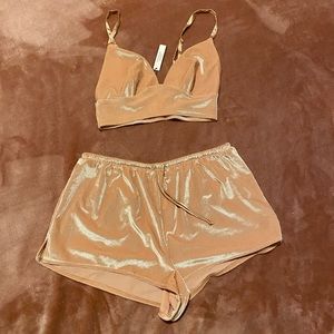 Ribbed Velvet Peach Set